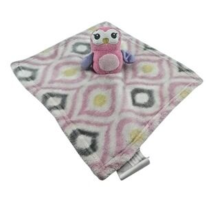 Baby First Pink Owl Lovey Security Blanket Plush